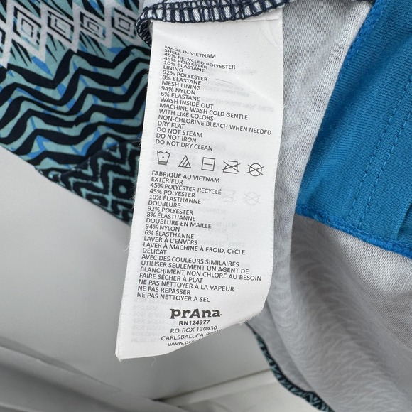 prAna Dress Womens XL Blue Black Geometric Strappy Built in‎ Bra Active Stretch - Picture 6 of 10